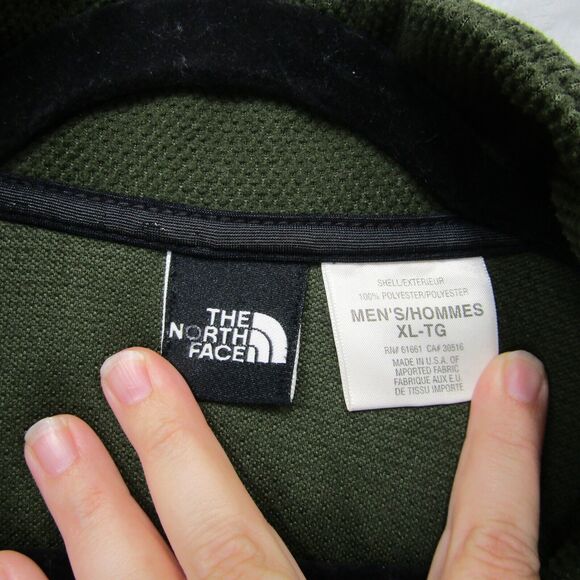 The North Face Mens 1/4 Zip Neck Sweatshirt Jumper XL Dark Olive Green - Picture 3 of 7